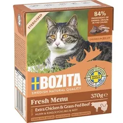 BOZITA Nassfutter Katze Sterilised Häppchen in Sauce mit viel Huhn 6x370 g