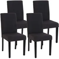 Mendler 4er-Set Esszimmerstuhl Stuhl Küchenstuhl Littau ~ Textil, schwarz,