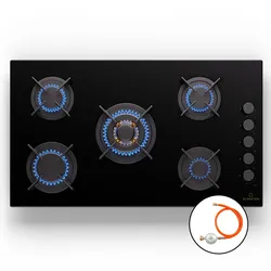 Goldflame 5 Gaskochfeld 5-flammig autark Side-Control Erdgas/Propangas Glaskeramik schwarz
