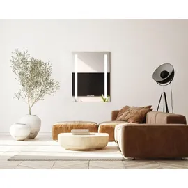PonteSino HOKO LED Badezimmerspiegel 50x70 cm – beschlagfreier Wandspiegel mit Digitaluhr – stufenlos dimmbar – Speicherfunktion – Hannover - Transparent