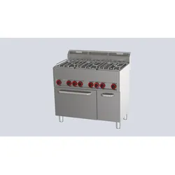 Wimar Gastro Edelstahl Gasherd 6-Brenner GN 1/1 Elektro-Umluft-Backofen Standgerät