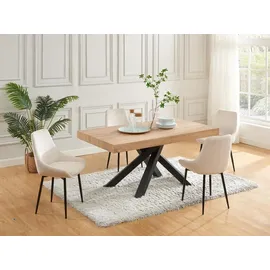 vente-unique Ausziehtisch 6 bis 10 Personen MDF & Metall  schwarz/bronze