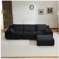 Leawin Sofa Sofa 3-2-1 Sitzer mit Schlaffunktion – Wohnzimmersofa modern & bequem, Bequemes Sofa mit Bettfunktion – modern, kompakt und flexibel nutzbar schwarz