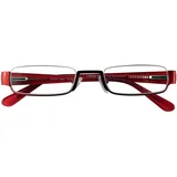I NEED YOU ANNA New - Stilvolle qualitativ hochwertige Rot-Schwarze Lesebrille +1 Dioptrien für Damen & Herren - Leichtes, modernes Design inklusive Hartschalen-Etui – Nylorhalbbrille mit Acetatbügel