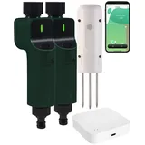 Luminea Home Control BodenFeuchtigkeits&Temperatursensor,ZigbeeGateway,2x Bewässerungscomp.