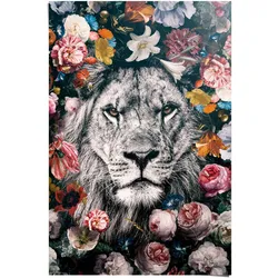 Poster REINDERS "Löwe Blumenkranz - Pflanzen - Farbenfroh", bunt (farbe bild(er): mehrfarbig), B:61cm H:91,5cm, Papier, Bilder