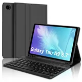 SENGBIRCH Tastatur Hülle für Samsung Galaxy Tab A9 8.7 Zoll 2023 - QWERTZ Deutsche Abnehmbare Bluetooth Tastatur für Samsung Galaxy Tab A9 8.7 Zoll, Schwarz