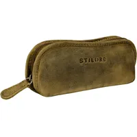 STILORD 'Glasgow' Brillenetui Leder für Lesebrille Sonnenbrille Tagesbrille Brillentasche Etui mit Reißverschluss Hülle Schutz Brille Echtes Vintage Leder, Farbe:mittel - braun