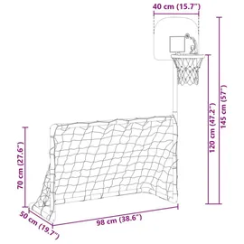 vidaXL Fußball- und Basketball-Set für Kinder mit Bällen 98x50x70 cm