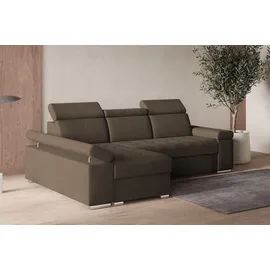 e-meubles Ecksofa mit Schlaffunktion Eckcouch mit Bettkasten Sofa Couch mit verstellbare Kopfstütze L-Form Polsterecke Schlafsofa Gästebett