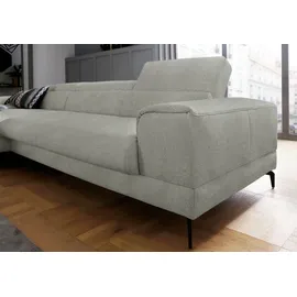 W.Schillig Ecksofa "piedroo, Designsofa mit tollem Sitzkomfort, bequem, L-Form", grau (stone r66), B:343cm H:70cm T:193cm, Chenille-Flachgewebe R66 (85% Polyester, 15% Nylon), Sofas, Ecksofa, Kopfteilverstellung, wahlweise mit Sitztiefenverstellung, Breite 343cm