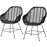loft24 Rattanstuhl Kegan (Set, 2 St), Sitzhöhe 45 cm schwarz