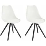 loft24 Esszimmerstuhl Bright (Set, 2 St), Schalenstuhl, Sitzkissen in Lederoptik, Holzgestell, Stuhl modern weiß