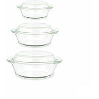 VIVALTO Kasserollen-Set aus Borosilikatglas, transparent, 700 ml, 1 l,