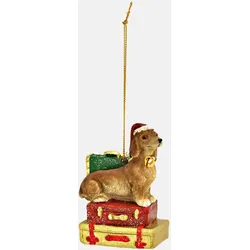 Hänger Hund mit Geschenk bunt-bunt