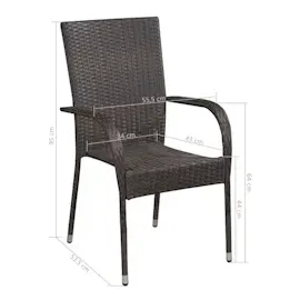 vidaXL Premium Polyrattan Gartenstühle 55,5 x 53,5 x 95 cm braun 2 St. stapelbar