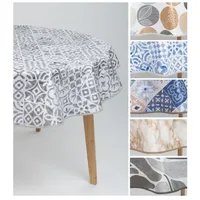 Laro 140cm runde Wachstuch Tischdecke abwaschbar Wachstuchtischdecke mit Saum-Eingefasst-Paspelband,