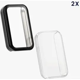 kwmobile 2x Silikon Hülle für HONOR Band 9 Schutzhülle - Fullbody Display Cover Set aus Silikon - Transparent Schwarz - Transparent