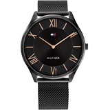 Tommy Hilfiger Analog Quarzuhr für Herren mit Schwarzes Edelstahlarmband - 1710513