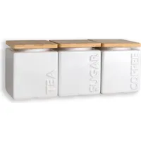 Intirilife Vorratsdosen Set Kaffee Tee Zucker mit Keramik Bambusdeckel