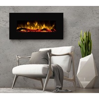 Glow Fire Elektrokamin 'Pluto' | LED Wandkamin in schwarz mit Heizung (1500 W) | HxBxT: 49x110x13,6 cm