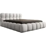 luxusbetten24 Designer Polsterbett Boston Bouclé mit Stauraum 140x200 Weiß 38 Latten
