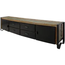 Massivmoebel24 Industrial TV-Board 106 Lowboard 208x43x55 cm Mehrfarbig Holz/Metall