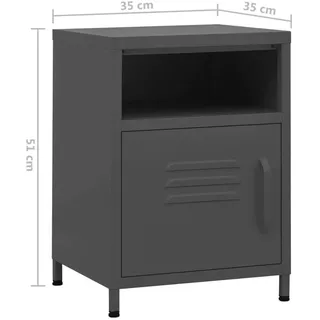 vidaXL Nachtschrank Anthrazit 35 x 35 x 51 cm Stahl
