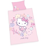 Herding Hello Kitty Bettwäsche-Set, GOTS-zertifiziert, Kopfkissenbezug 40 x 60 cm mit Hoteleinschlag, Bettbezug 100 x 135 cm, Mit praktischem Knopfverschluss, 100% Baumwolle/Flanell