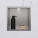 viverso x wall Edelstahl-Wandnische B: 300 H: 300 mm, mit Slim-Rahmen und LED-Beleuchtung, VU9900BS,