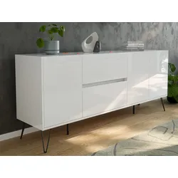 Raumwunder XL Sideboard Kommode Pharo 180cm 2 SoftClose 3 Türen Weiß hochglanz