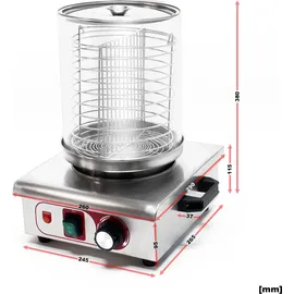 Wiltec Hot Dog Gerät 450 W aus Edelstahl, 260 x 290 x 380 mm, Wurstkocher Würstchenwärmer Hot Dog Maker Eierkocher Dämpfer