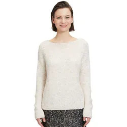 Strickpullover BETTY & CO "Betty & Co Strickpullover mit Pailletten", Damen, Gr. 46, beige, Strick, Obermaterial: 72% Polyester, 25% Polyacryl, 2% Wolle, 1% Elasthan., feminin, gerade normal, Rundhals, Langarm, Pullover, Pailletten