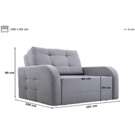 e-meubles Möblo Schlafsessel Sofa Sessel Jugendsofa Schlafsofa 1-Sitzer Gästebett mit Schlaffunktion und Bettkasten (BxHxT): 101x90x100 cm Wohnzimmer, Schlafsessel