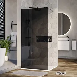 Bernstein Duschabtrennung Bernstein EX101 Walk-In Nano 8mm Echtglas Schwarz graues Glas 100cm