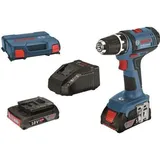 Bosch Professional 18V System GSR 18-2-LI - Schraubendreher a Akku (63 Nm, max. Schrauben Ø 7 mm, 2 x 2,0 Ah, im L-Case) - Blau