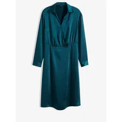 bonprix Satin-Midikleid, petrol, 42, Satin