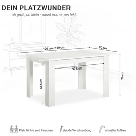 Homestyle4u Esstisch 80 x 75 x 80 cm weiß