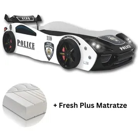 Aileenstore Spielbett Police 90 x 200 cm Holz lackiert schwarz