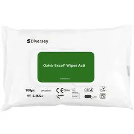 Diversey Oxivir Excel Wipe Acti Desinfektionstücher mit breitem Wirkungsspektrum | Packung 100 Tücher)