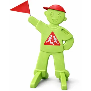 Von Steineich® PlaySafe – Kinder Warnfigur mit Fahne | Warnschild Achtung spielende Kinder | Reflektierender Verkehrswarn-Aufsteller | Langsam Fahren (Grün)