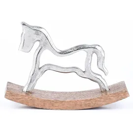 Marrakesch Orient & Mediterran Interior Dekoaufsteller Schaukelpferd 20 cm Silber
