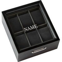 CASE ELEGANCE Uhrenbox 2x3 Modernes Schwarzes Finish mit Aluminiumgriff - für 6 Uhren mit Echtglas Top