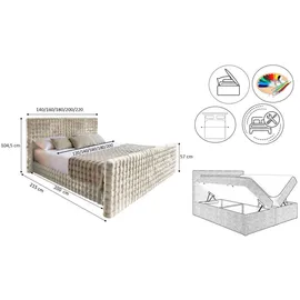 Kaiser Möbel Boxbett, Beige H3, Rechteckig, 140x200 cm Schlafzimmer, Betten, Boxspringbetten