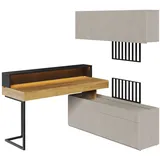 Feldmann-Wohnen Jugendzimmer-Set Teen Flex, (Teen Flex, 6-tlg., Kinderzimmer-Set), 6-teilig Hickory Natur betonfarben Raw Steel grau