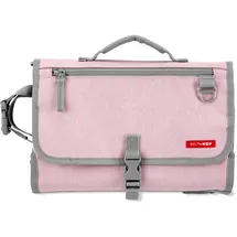 Skip Hop Wickeltasche mit extra großer Wickelunterlage - Kinderwagen-Clip - Rosa Multi-Taschen Praktisch und leicht zu entfalten mit Baby Wipes Case, Heather Pink, L, Pronto Wickelunterlage