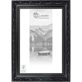 Clamaro Bilderrahmen Antik Massivholz | | mm breite Shabby Chic Vintage Barock Leiste | Holzrahmen inkl. Acrylglas, Rückwand, Metall Aufhänger