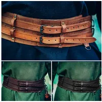 Leonardo Carbone Ritter-Kostüm Wikinger Breitgürtel mit Knotenmuster Punzierung braun 140cm | 140cm