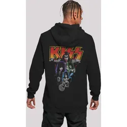 Kapuzenpullover F4NT4STIC "Kiss Rock Music Band Neon Band", Herren, Gr. XS, schwarz, Obermaterial: 65% Baumwolle, 35% Polyester, casual, slim fit, Langarm, Pullover, Premium Qualität, Band, Logo