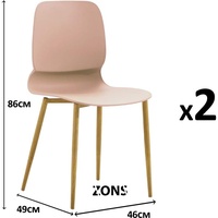 Zons Miss 2 Stühle aus Metall, mit Sitzfläche aus Polypropylen, Rosa/Violett